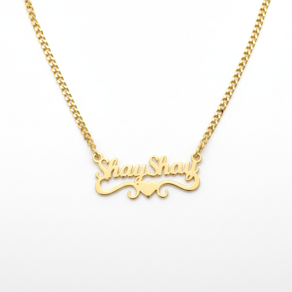 Love Heart Nameplate Necklace